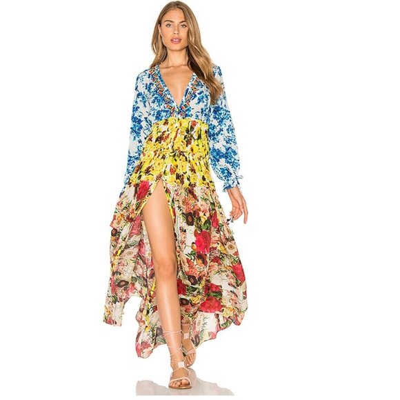 ROCOCO SAND Silk Maxi Dress Romantic Floral Print Size XS - Picture 1 of 5